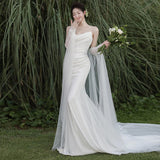 Brased Light Wedding Dress 2026 New Travel Photography Sen Series Super Fairy Bride Wedding Fishtail Dress Simple Welcome Out Of The House HZ0517