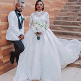 Wedding Dress 2026 New Long-Sleeved Lace Thin Temperament Simple Bride Tail Wedding Dress Woman HZ0517