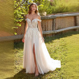Bridal Wedding Temperament New Word Shoulder Lace Embroidery Waist Thin Tail Dress A Dress Dress HZ0517