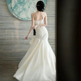 French-Style Lint-Light Wedding Dress 2025 New Bride Wedding Brased Fishtail Go Out Of The Yarn With A Simple Welcome Yarn HZ0517