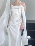 French Light Wedding Dress 2026 New Bridal Simple High-Grade White Smeared Chested Densate Go Out To The Eupa Dress Of The Yarn HZ0517