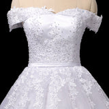 One-Word Shoulder Lace Wedding Dress 2026 New Main Wedding Dress Fairy Dream Tail Bride Wedding Dress HZ0517