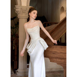 French Brated Light Wedding Dress 2026 New High-End White Simple Vertein Bride Wedding Welcome Yarn Skirt HZ0517