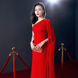 Banquet Evening Dress Female 2026 New White Host Dress Simple Generous Long Body Temperament Dress HZ0517