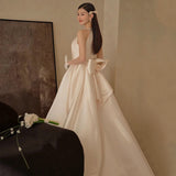 French Light Wedding Dress Simple New Bride High-End Feeld With The Densified Neck Out Of The Dress Temperament Welcome Main Yarn Tail HZ0517