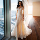 Long-Sleeved 2026 Spring New High-Collar Bride Repair Wedding Dress Fish Tail Small Tail Perspective Bare Back Lace Wedding Dress HZ0517