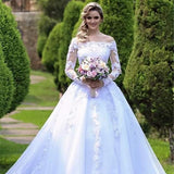 One-Word Shoulder Wedding Dress Woman 2026 New Bridal Princess Drag-Tailed Large-Size Repair Studio Wedding Dress HZ0517