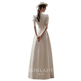 French Linden Light Wedding Dress Court Style New Toasting Bridal Retro Dress Wedding Dress Yarn HZ0517