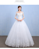 One-Word Shoulder Wedding Dress Bride 2025 New Long-Tailed Dream Princess Korean Long Sleeves Thin Wedding Dress HZ0517