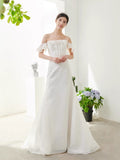 New French Travel Shot Shoulder Eogen's Simple And Elegant Bridal Fishtail Wedding Dress Linen Light Yarn HZ0517