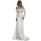French Word Shoulder Fishtail Evening Dress Simple Fading Noodles Bridal Wedding Yarn Banquet Dress Dress Dress Woman HZ0517