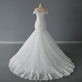 One-Word Shoulder Wedding Dress 2026 New Bride Thin French Fishtail Small Tail Small Tailed Wedding Dress HZ0517