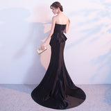 Black Evening Dress Women 2026 New Summer Fishtail Banquet Fashion Sexy Host Dress Small Tail HZ0517