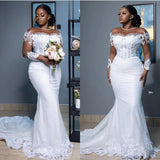 Fishtail Wedding Dress African Bride Shoulder Lace 2026 New Long-Sleeved Dress Tail HZ0517