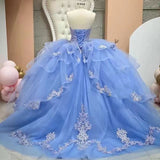 2026 New Blue Wedding Dress Art Test Solo Performance Suit Ponpong Skirt Vocal Chorus Host Evening Dress Woman HZ0517