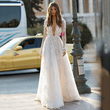 2026 Women's Wedding Dress Sexy Lace Long-Sleeved Holiday Dress Dinner Dress HZ0517