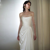French Light Wedding Dress Bride Senior Sense Of The Super Fairy Shoulder Yarn Long Sleeve White Engagement Dress Dress HZ0517