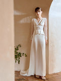 2026 New Retro French-Style Long-Sleeved A-Supling Elegant Niche Bride Outdoor Lawn Travel Certificate HZ0517