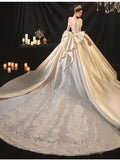 2025 New Bridal French-Style High-Quality Retro Court Style Yarn Yarn Luxury Tail Wedding Dress HZ0517