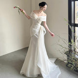 French Light Wedding Dress 2026 New Bridal Senior Sense Of The Super Fairy Shoulder Yarn Tail White Dress HZ0517