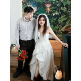 French Brated Light Wedding Dress Before The Short And High-End Feeling Bride Goes Out Yarn Outdoor Travel Photo Registration Small Dress HZ0517