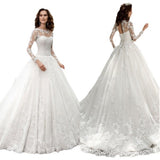 Wedding Lace Collar Long-Sleeved Bride Tail Wedding Dress 2025 New HZ0517