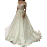 One-Word Shoulder Light Wedding Dress 2026 New Simple Super Fairy Dream Hepburn Bare Back Shot Small Drag Tail Thin HZ0517