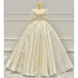 French Retro V-Neck Wedding Dress Bride 2025 New Fugitive Princess High Texture Big Tail Yarn HZ0517