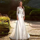 Long-Sleeved Wedding Dress 2026 New Bride Simple Deep V-Neck Big Dew Back Patted Soft Yarn Lace Thin Wedding Dress HZ0517