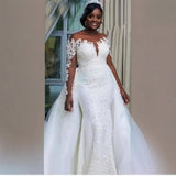Wedding Dress 2026 New Shoulder Long-Sleeved Bride Wedding Fishtail Evening Dress Lace Wedding Dress HZ0517