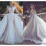 2026 New Wedding Dress African Bride Wedding Fishtail Lace Long-Sleeved Wedding Dress HZ0517