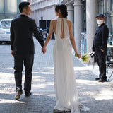 Sen Family Light Wedding Dress Simple Out Of The Yarn Small Tug White Thin Super Fairy Welcome Yarn Wedding Dress HZ0517