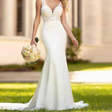 Temperament Wedding Dress V Beautiful Long Elegant Sexy Fishtail Wedding Dress Spring HZ0517