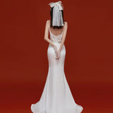 Super Fairy Travel Sex Sling Fishing Fishtail Light Wedding Bride Wedding Brigade Shoots Go Out Yarn White Denying Evening Dress Woman HZ0517