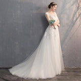 White Wedding Dress 2026 New Word Shoulder Repair A Version Of Travel Small Tail Soft Yarn Thin And Simple HZ0517