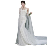 Brased Light Wedding Dress 2026 New Travel Photography Sen Series Super Fairy Bride Wedding Fishtail Dress Simple Welcome Out Of The House HZ0517