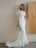 French Braided Light Wedding Dress Fishtail Sling Lace Lace Sleeves Small Tow White Two-Piece Yarn HZ0517