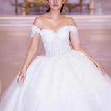 Light Sen Style Wedding Dress 2026 Word Shoulder-To-Shoulder Bridal Korean Version Of The Dream Thin Simple Court Style Wedding Dress HZ0517