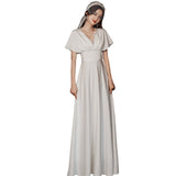 French Light Wedding Dress Women's New Deep V-Neck White Simple French-Style Faucet Large-Size Temperament Banquet Dress HZ0517