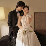 French Light Wedding Dress Simple New Bride High-End Feeld With The Densified Neck Out Of The Dress Temperament Welcome Main Yarn Tail HZ0517