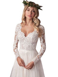 Long-Sleeved Lace Wedding Dress 2026 New Tulle Sexy Temperament Elegant Back HZ0517