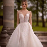 New Wedding Dress Sexy Deep V-Necked Bare Back Design White Bridal Dress Elegant And Elegant Female HZ0517