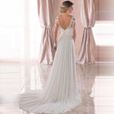 Tail Wedding Dress 2026 New Deep V-Neck Chiffon Dress Bare Back Sexy Wedding Dress HZ0517
