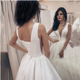 Wish New White Simple Densate Deep V Thin Temperament Wedding Dress HZ0517