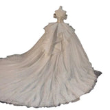 One-Word Shoulder Wedding Dress 2025 New Bridal Main Yarn Small French High-End Texture Drag High-End Fugitive Princess HZ0517