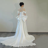 French-Style Vertinium Light Wedding Dress Bridal Sense Of Simple Temperament Shoulder Yarn Fishtail White Welcome Dress HZ0517