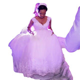 High-Waisted V-Neck Wedding Dress 2026 New Large-Size White Poncho Yarn Big Tail Wedding Dress HZ0517