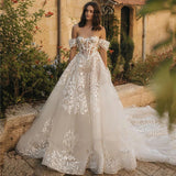 Bride Drag Tail Wedding Dress 2026 New Wedding Dress White Sexy Back Shoulder Dreamy Line HZ0517