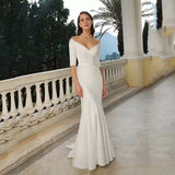 Wish New Sexy V-Neck Half-Sleeved Fishtail Repair Wedding Dress HZ0517