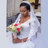 High-Waisted V-Necked Wedding Dress 2026 New Large-Size White Wedding Dress Drag-Tailed Lace Wedding Dress HZ0517